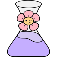 groovy erlenmeyer fles clip art, een terug naar school- element tekenfilm in modieus retro y2k stijl illustratie. png