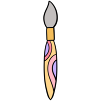 Groovy paint brush clipart, back to school supplies illustration in trendy retro y2k style. png