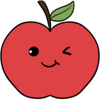 Groovy apple clipart, food illustration, cartoon in trendy retro y2k style illustration. png