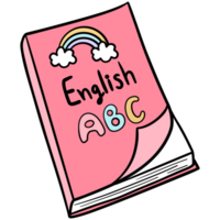 sensationnel retour à école clipart, Anglais livre illustration dans branché rétro y2k style. png