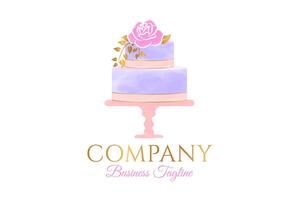 Elegant Gold and Pastel Cake Logo Design vector