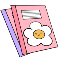 Groovy daisy notebook clipart, back to school supplies illustration in trendy retro y2k style. png