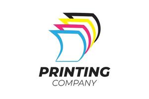 Printing Company Logo Design with Outline Cmyk Pages vector