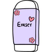 Groovy eraser clipart, Back to school supplies illustration in trendy retro y2k style. png