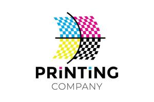 Printing Company Logo Design with Square Cross vector