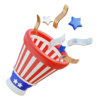 confetti 3d icoon. Amerikaans onafhankelijkheid dag png