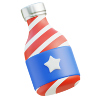 bebida botella 3d icono. americano independencia día png