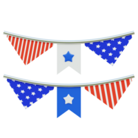 Flags Ornament 3D Icon. American Independence Day png