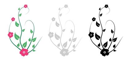 Flower Swirls with Leafs Design Element for Illustrations vector