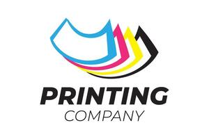 Printing Company Logo Design with Cyan, Magenta, Yellow and Black Colors vector