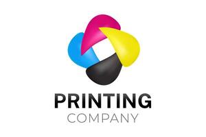 Printing Company Logo with CMYK Colors vector