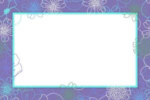 Purple, White and Turquoise Floral Frame or Border Background vector