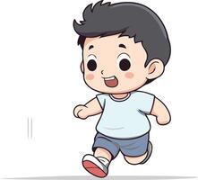 Cute little boy running. Isolated on white background. vector