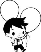 Cute boy with balloon. eps10. vector