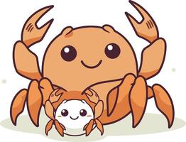 Cute cartoon crab character isolated on white background. vector