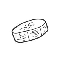 Sketch of a banana slice. Graphic of hand drawn peeled banana slice, black and white illustration on isolated background. Doodle style vector