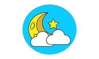 cute yellow crescent cloud moon vector