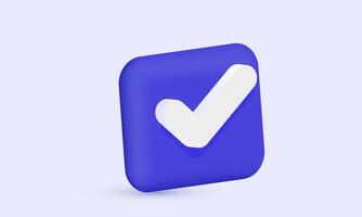 3d realistic icon purple check mark isolated on design vector