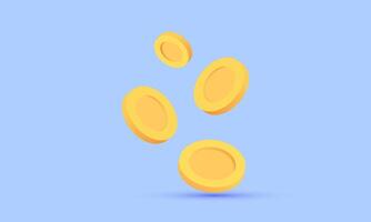 3d realista icono dinero amarillo moneda ahorro efectivo flotante diseño vector