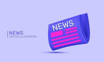 3d realistic purple icon concept world newspaper design vector