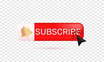 3d icon realistic concept red subscribe button pointer clicking design vector