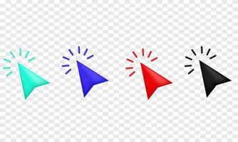 3d icon realistic concept set arrow clicking design vector