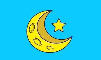 cute yellow crescent moon vector