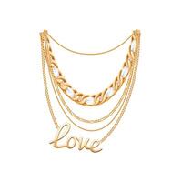 Golden Metallic Jewelry Present For Lover Illustration vector