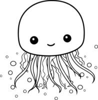 Cute cartoon jellyfish isolated on white background. vector