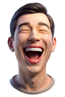 3d style illustration of a man laughing heartily with their head tilted back png