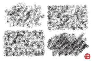 set of hand drawn textured chaotic brush strokes, stains for backdrops or overlays. Monochrome design elements set. One color monochrome artistic hand drawn backgrounds. vector