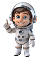 a cartoon astronaut is pointing up with his left hand png