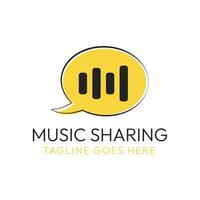 Message style music logo design editable eps 10 in yellow color. Music sharing concept logo design vector