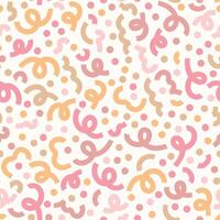 Subtle pink color palette party seamless pattern. repeatable background. Simple party confetti texture, childish scribble shape backdrop. vector