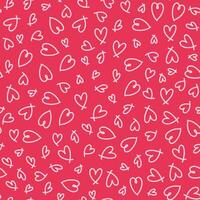 Hearts seamless pattern. Valentines day background. Love romantic theme. abstract texture with outline hearts. Red and pink color. Stylish minimal design for decoration, wrapping, fabric. vector