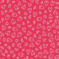 Hearts seamless pattern. Valentines day background. Love romantic theme. abstract texture with outline hearts. Red and pink color. Stylish minimal design for decoration, wrapping, fabric. vector