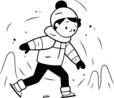 illustration of a boy skating on the ice. Winter sport. vector