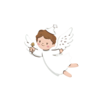 mignonne ange en volant dans le ciel avec dessin animé conception png