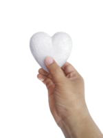 foam hearts in hand, transparent background png