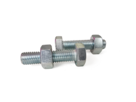 Nuts and bolts closeup, transparent background png