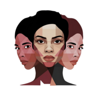 minimalist abstract woman face art different skin colors and multiracial png