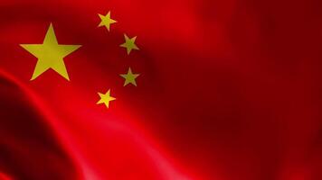 China vlag fladderend in de wind. gedetailleerd kleding stof textuur. naadloos lusvormige animatie. video