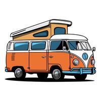 Retro van isolated on white background. Retro hippie van concept. vector