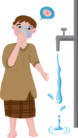 musulman garçon Faire ablution étape png