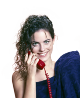 young model with wet hair talking on the phone png