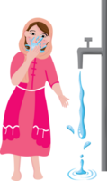 muslim flicka prestera ablution steg png