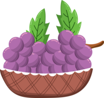 Bunch of purple grapes in the basket bowl png