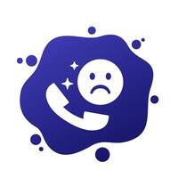 complaint icon with phone and emoji, vector