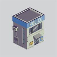 Pixel art illustration Police Office. Pixelated Police. Police Office Building pixelated for the pixel art game and icon for website and game. old school retro. vector