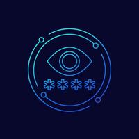 Parental control icon with password and eye, linear design vector